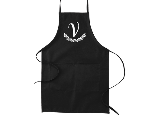 CK04 Personalized Single Initial Laurel Vine Kitchen Apron