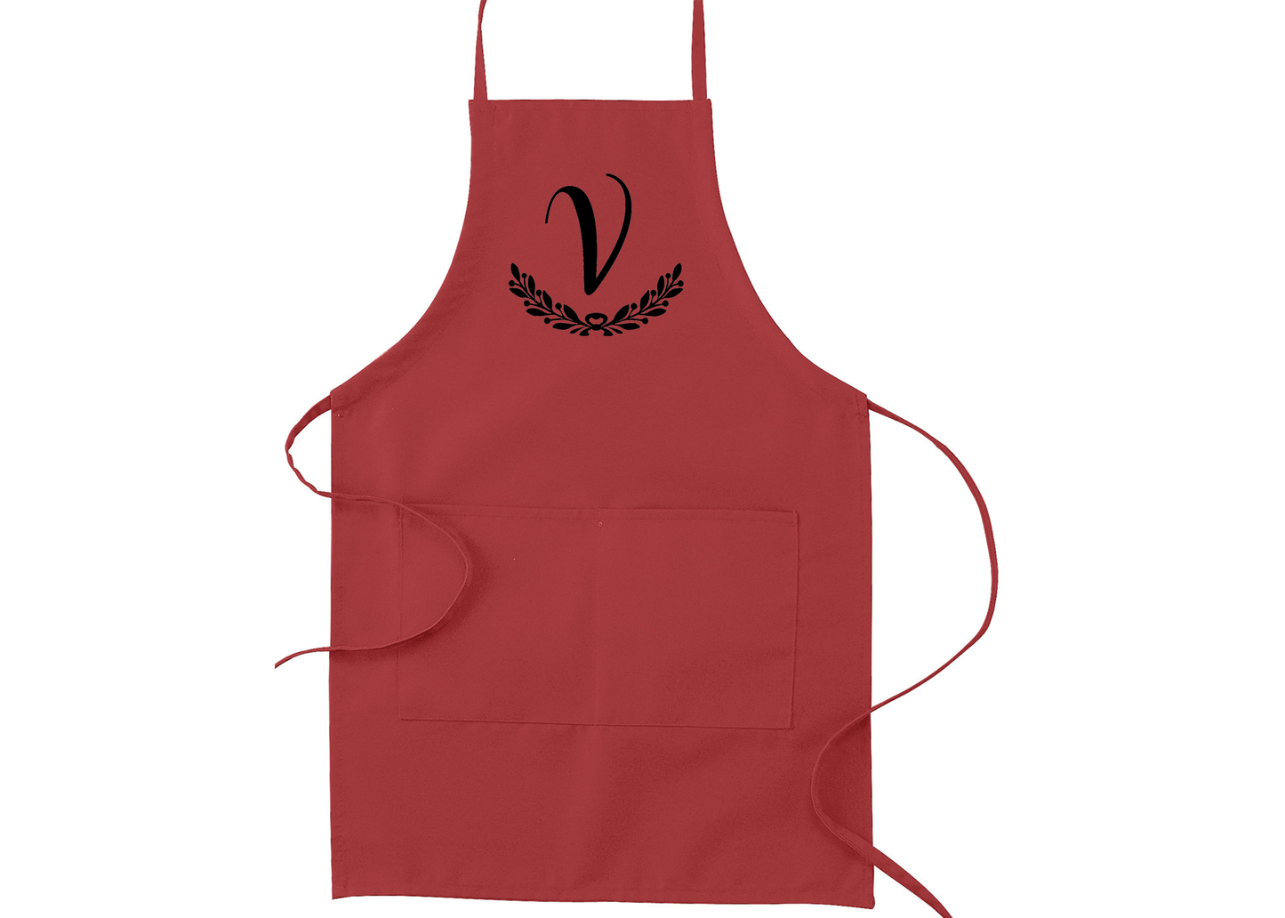 CK04 Personalized Single Initial Laurel Vine Kitchen Apron