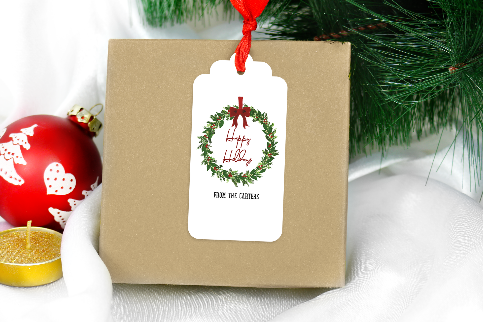 Holiday Christmas 4 Designs Gift Present Tags, 2 x 3 Inches, 25