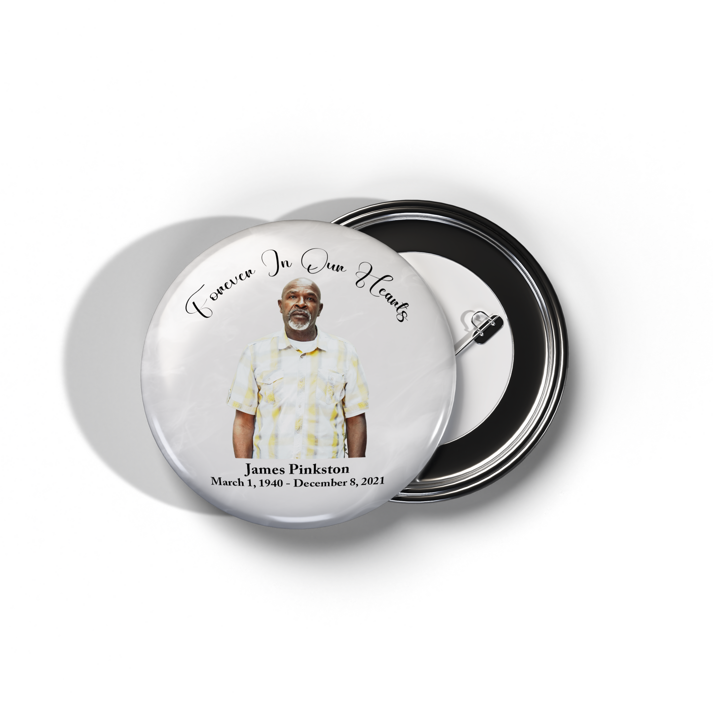 Custom Photo Forever In Our Hearts Memorial Buttons | Large 3 Inch Pin Back Buttons
