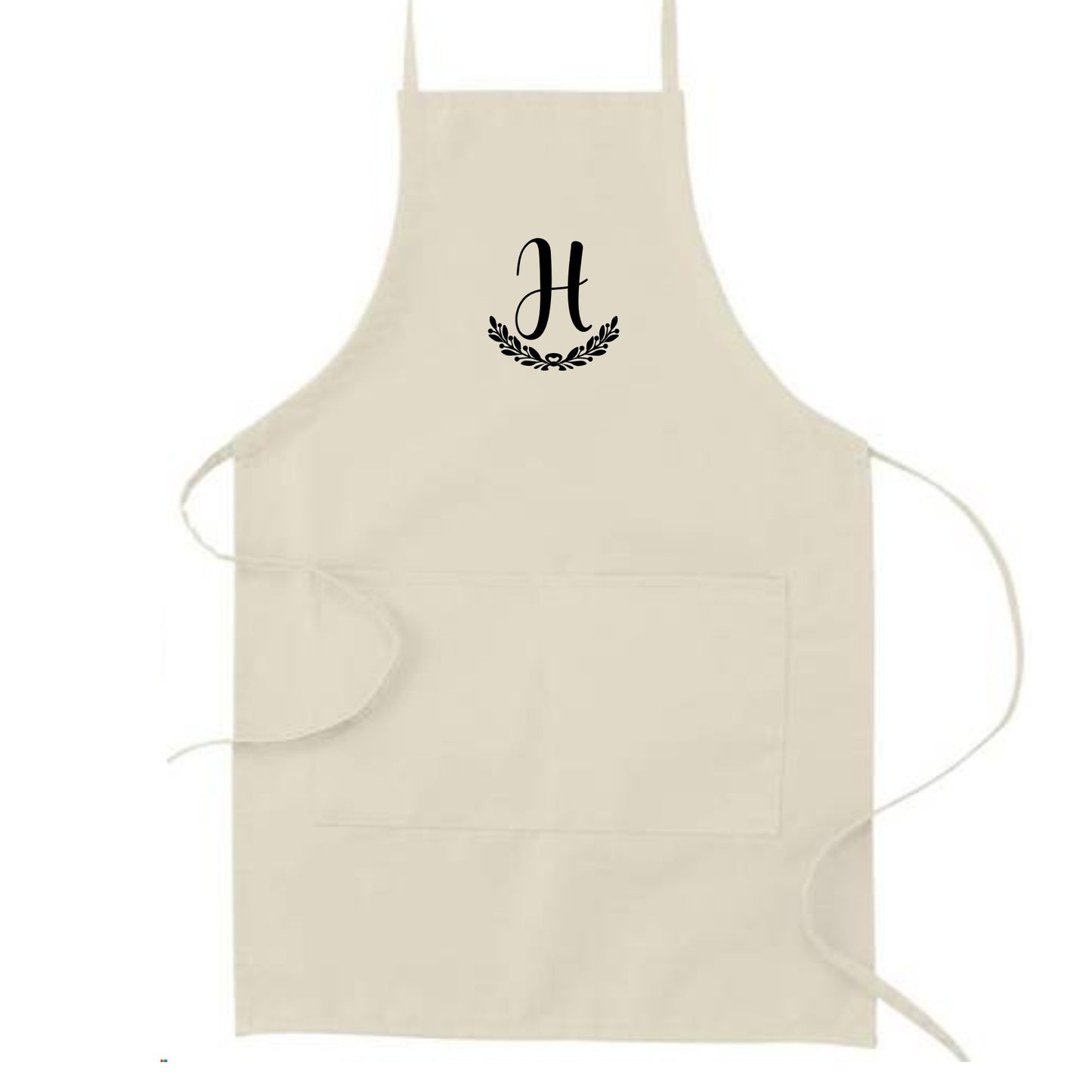 CK04 Personalized Single Initial Laurel Vine Kitchen Apron