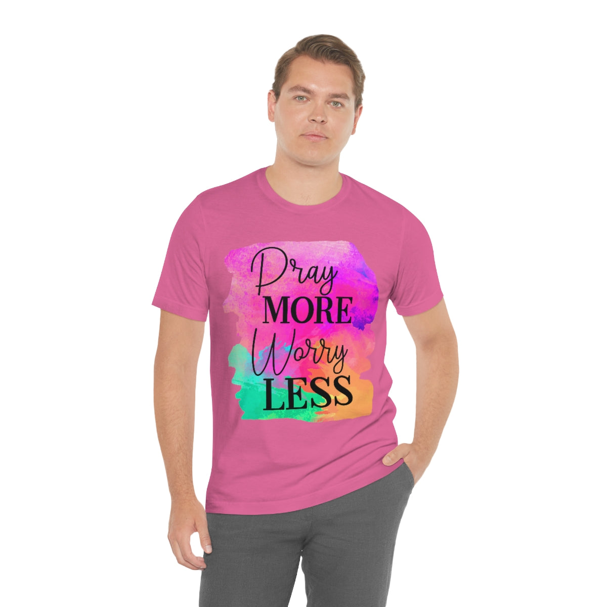 Pray More Worry Less - Adult Unisex Jersey Short Sleeve Tee