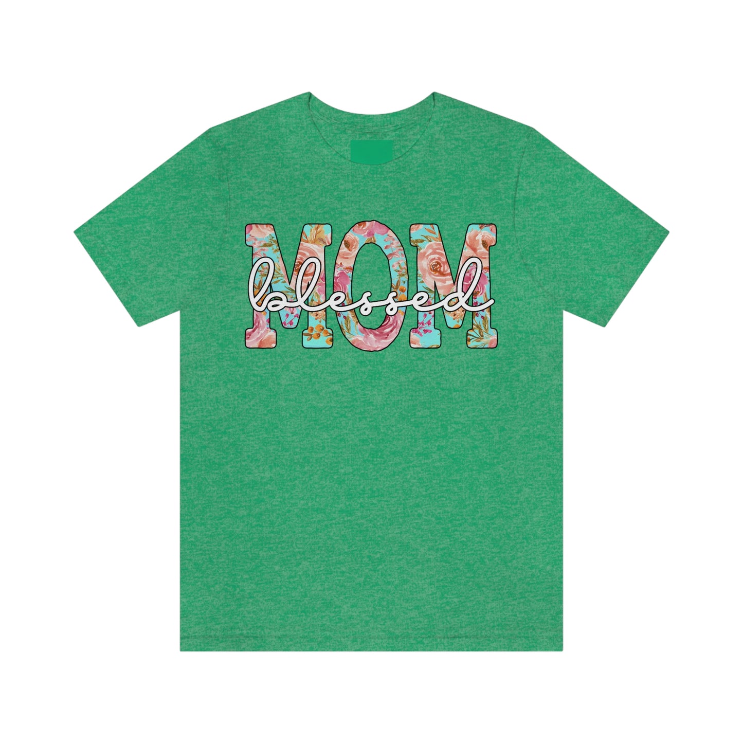 Blessed Mom Floral - Adult Unisex Jersey Short Sleeve Tee