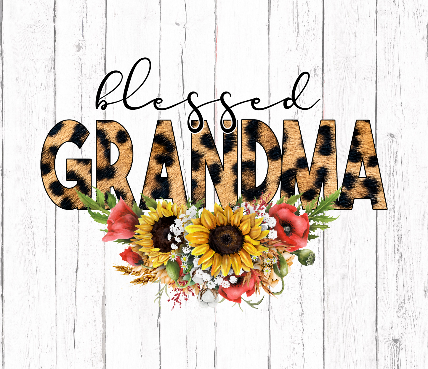 Blessed Grandma Leopard Floral Print