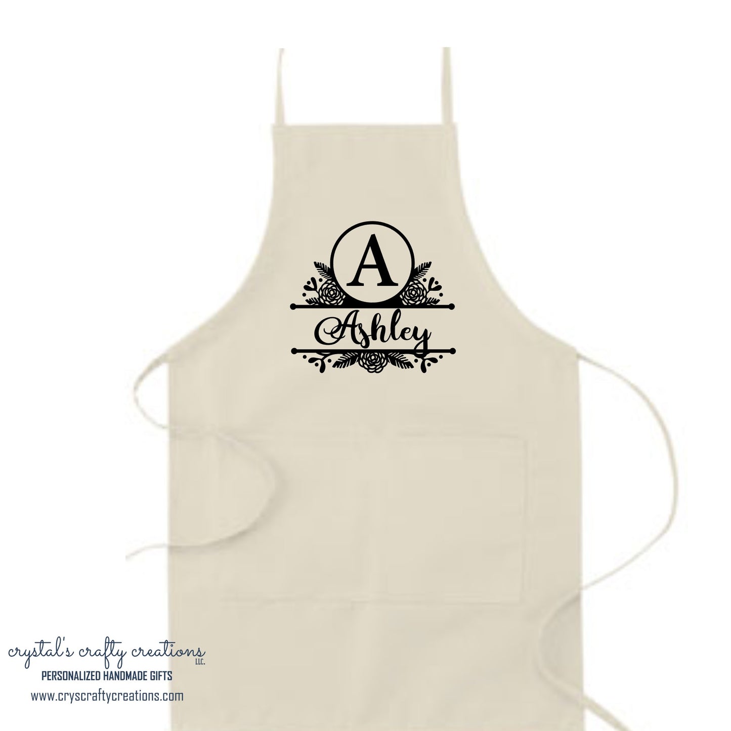 Personalized Rose Floral Kitchen Apron