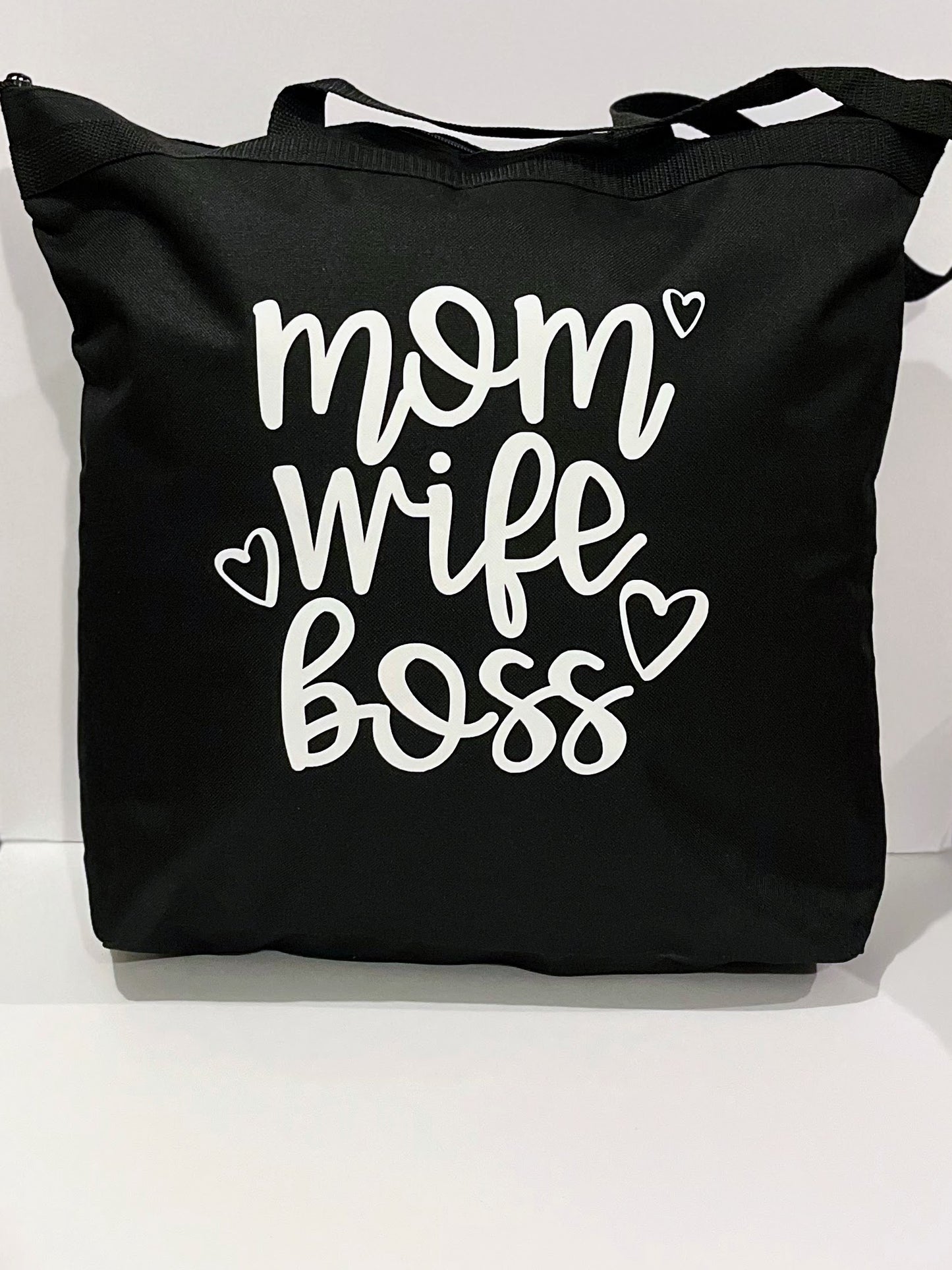 Mom Wife Boss - Zippered Tote Bag