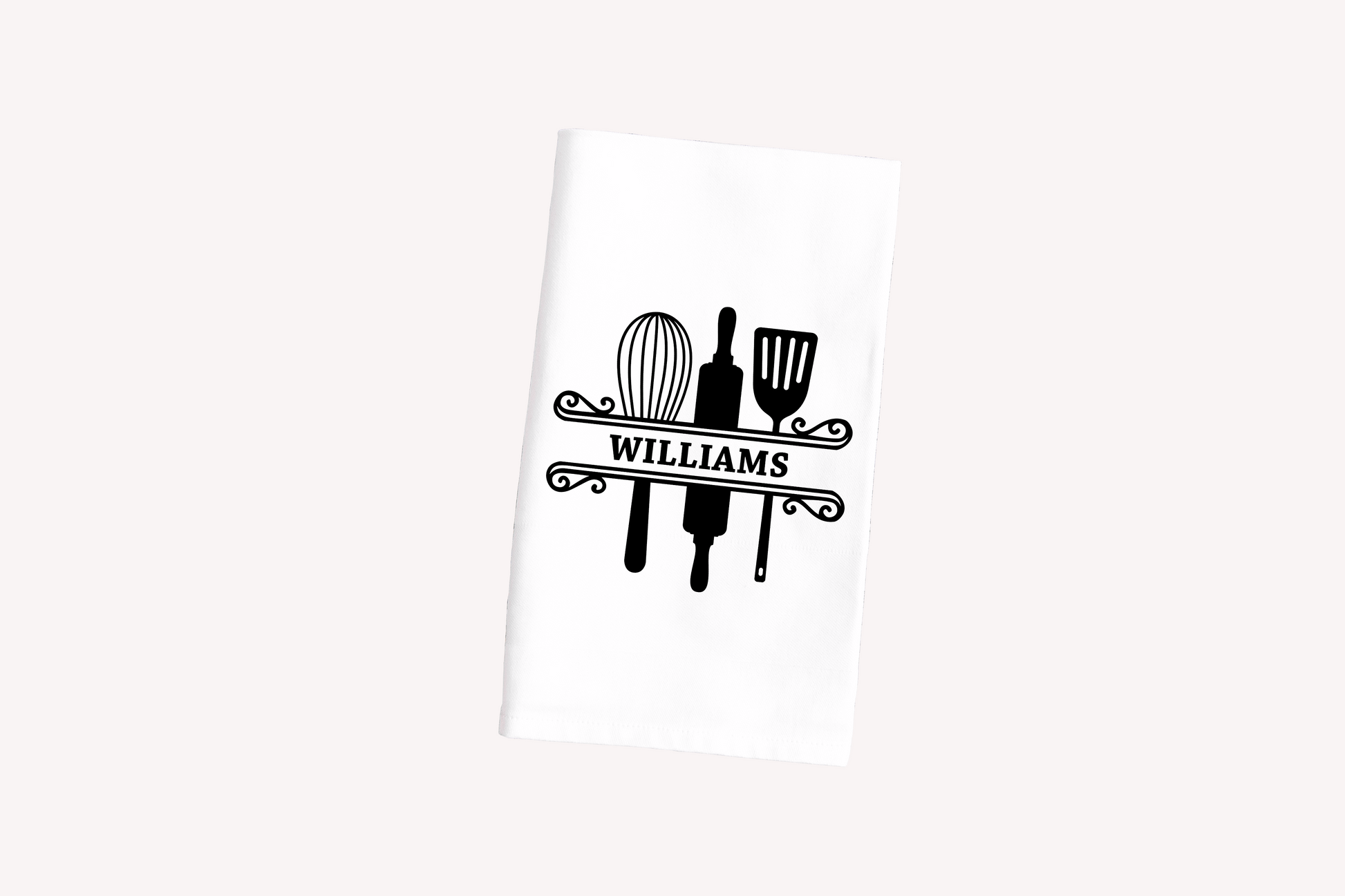 Dish Towel With Kitchen Utensils and Name Name Kitchen Towel