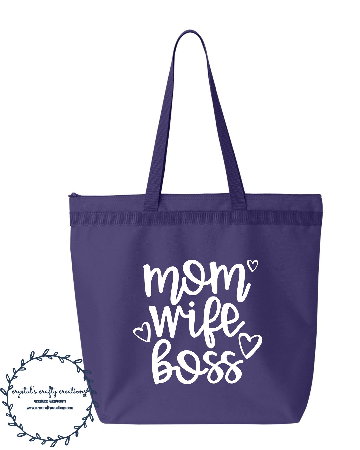 Mom Wife Boss - Zippered Tote Bag