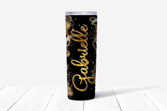 Personalized Glitter Marble Cheetah