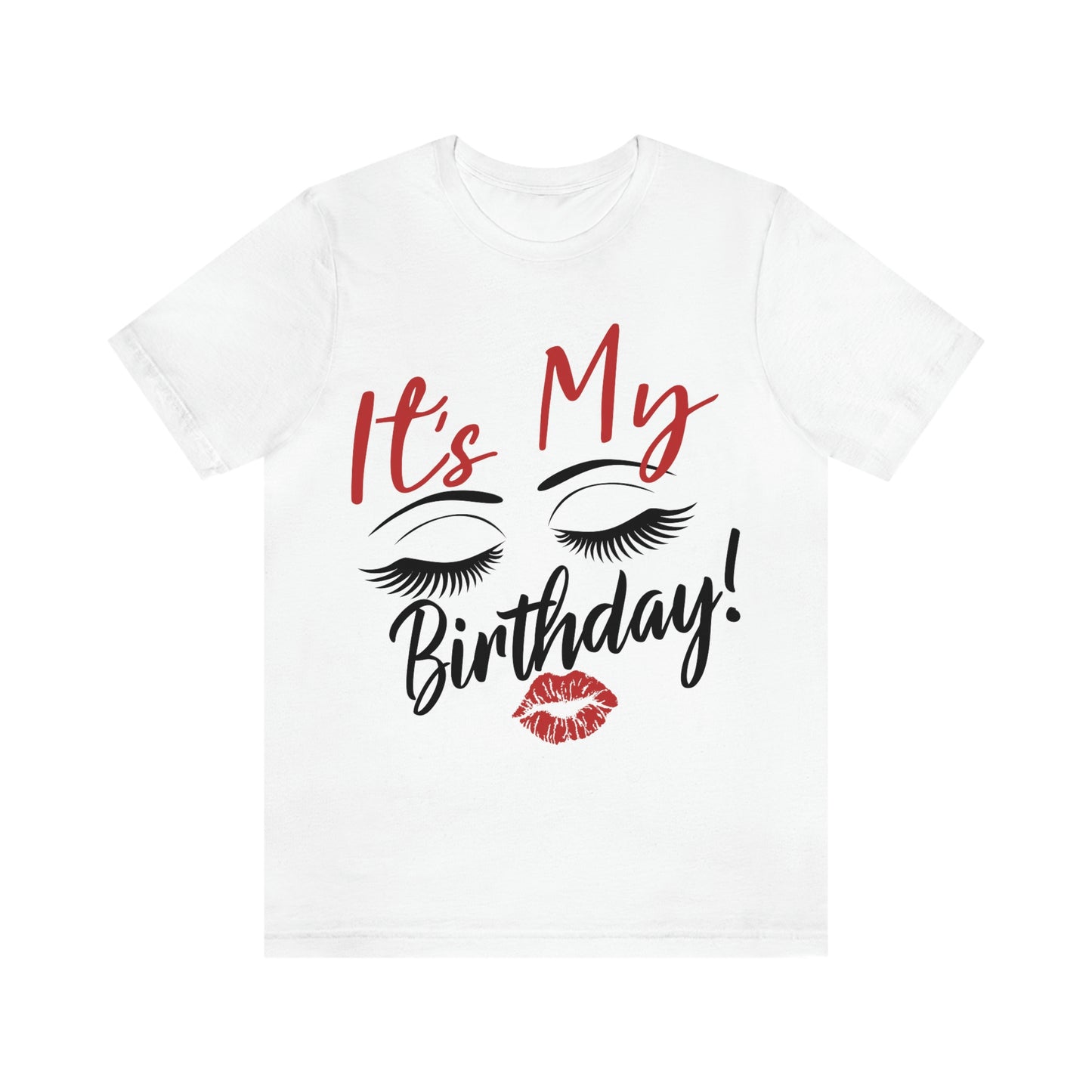 It's My Birthday Red Lips - Adult Unisex Jersey Short Sleeve Tee