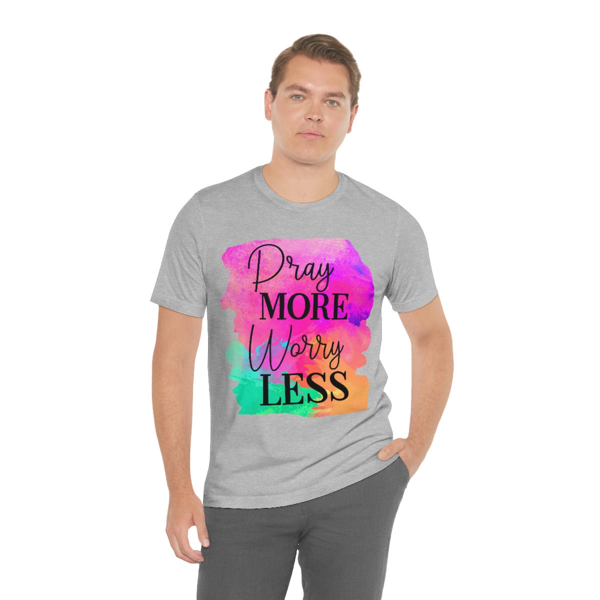 Pray More Worry Less - Adult Unisex Jersey Short Sleeve Tee